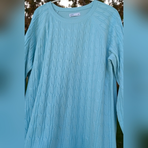 Croft & Barrow The Extra Soft Cabled Crew Neck Sweater Barefoot Beach Large EUC - Picture 7 of 10